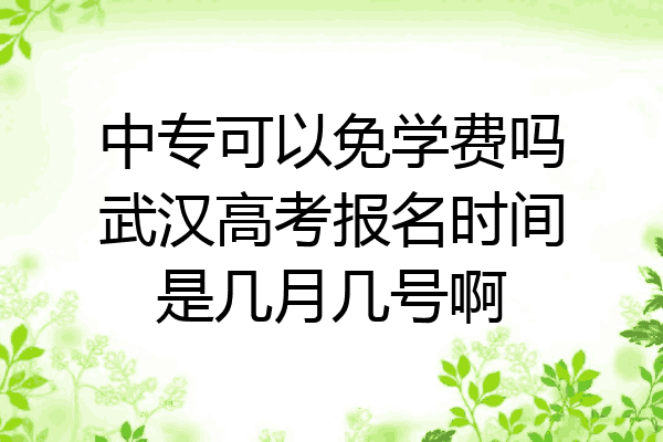 中专可以免学费吗武汉高考报名时间是几月几号啊