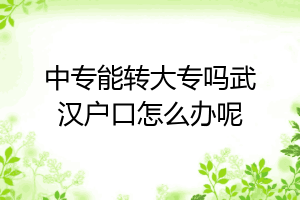 中专能转大专吗武汉户口怎么办呢