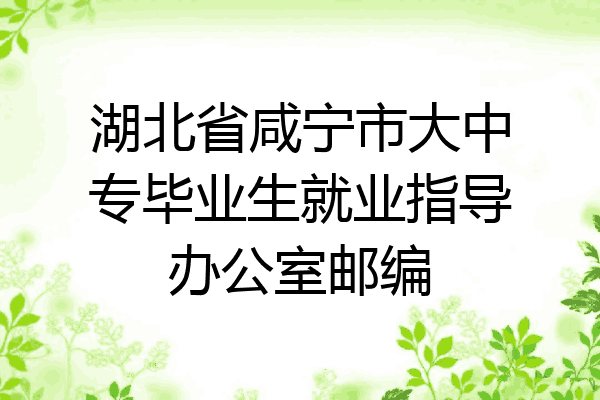 湖北省咸宁市大中专毕业生就业指导办公室邮编