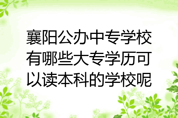 襄阳公办中专学校有哪些大专学历可以读本科的学校呢