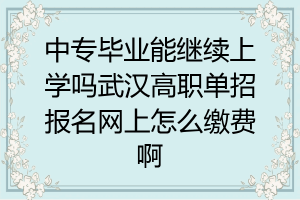 中专毕业能继续上学吗武汉高职单招报名网上怎么缴费啊