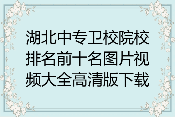 湖北中专卫校院校排名前十名图片视频大全高清版下载