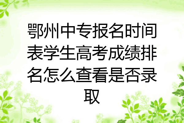 鄂州中专报名时间表学生高考成绩排名怎么查看是否录取