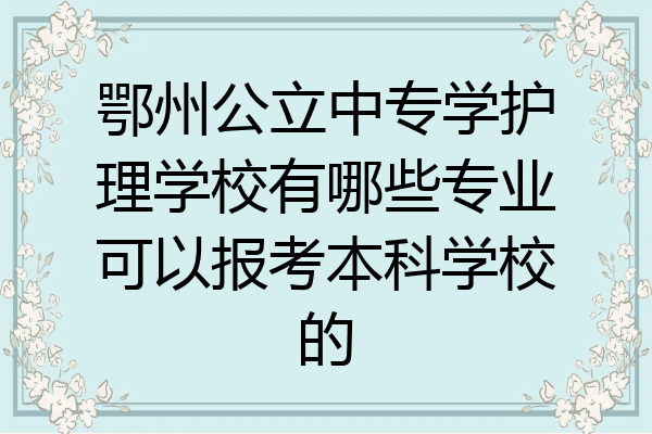 鄂州公立中专学护理学校有哪些专业可以报考本科学校的