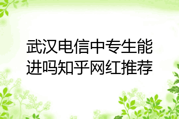 武汉电信中专生能进吗知乎网红推荐