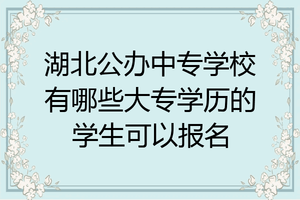 湖北公办中专学校有哪些大专学历的学生可以报名