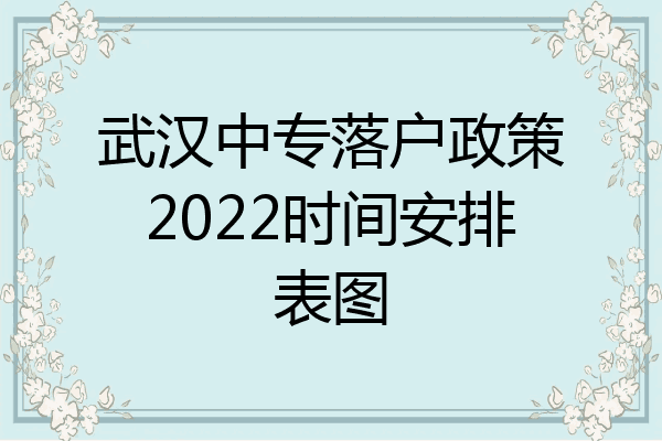 武汉中专落户政策2022时间安排表图