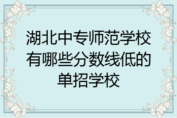 湖北中专师范学校有哪些分数线低的单招学校