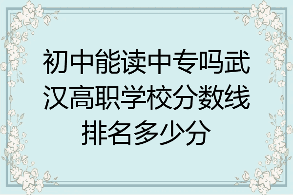 初中能读中专吗武汉高职学校分数线排名多少分