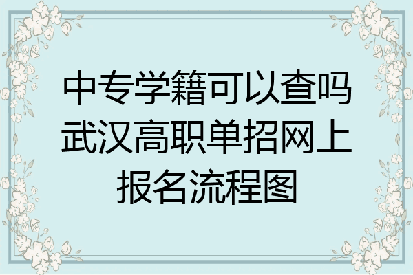 中专学籍可以查吗武汉高职单招网上报名流程图