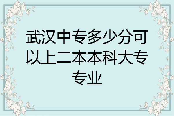 武汉中专多少分可以上二本本科大专专业