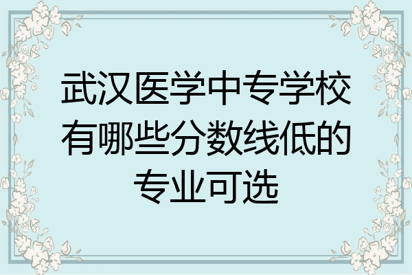武汉医学中专学校有哪些分数线低的专业可选