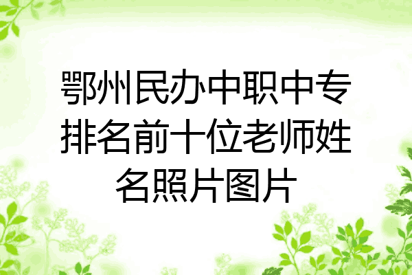 鄂州民办中职中专排名前十位老师姓名照片图片