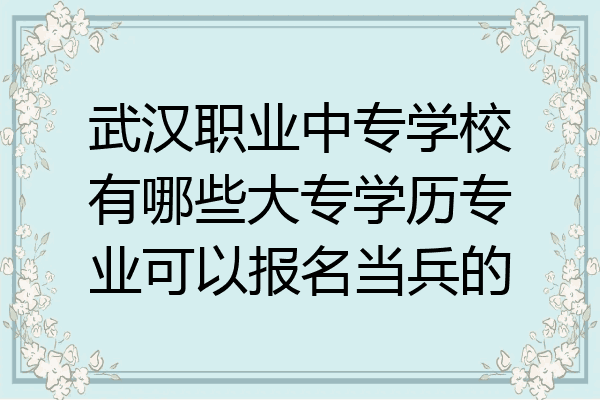 武汉职业中专学校有哪些大专学历专业可以报名当兵的