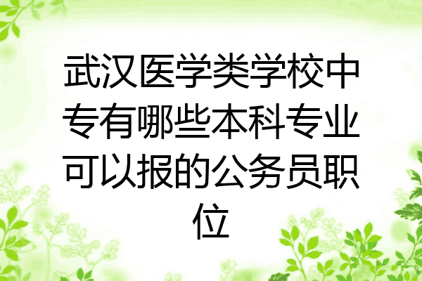 武汉医学类学校中专有哪些本科专业可以报的公务员职位