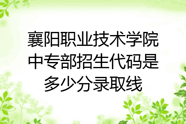 襄阳职业技术学院中专部招生代码是多少分录取线
