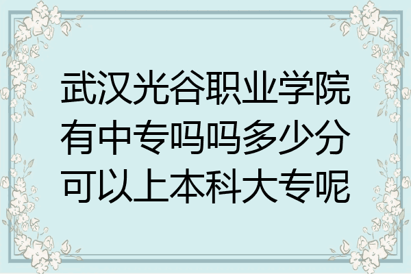武汉光谷职业学院有中专吗吗多少分可以上本科大专呢