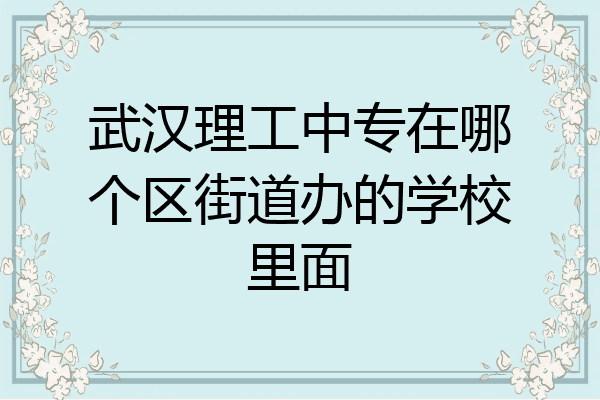 武汉理工中专在哪个区街道办的学校里面