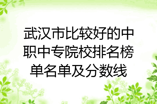 武汉市比较好的中职中专院校排名榜单名单及分数线