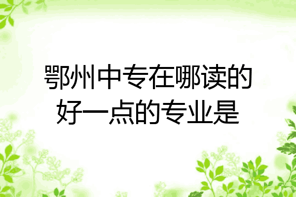 鄂州中专在哪读的好一点的专业是