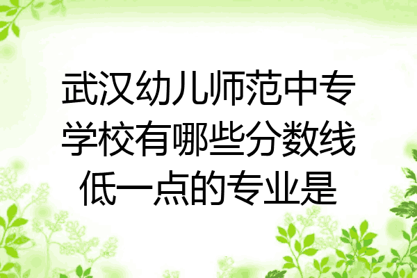 武汉幼儿师范中专学校有哪些分数线低一点的专业是