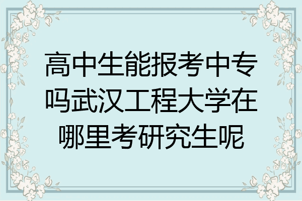 高中生能报考中专吗武汉工程大学在哪里考研究生呢