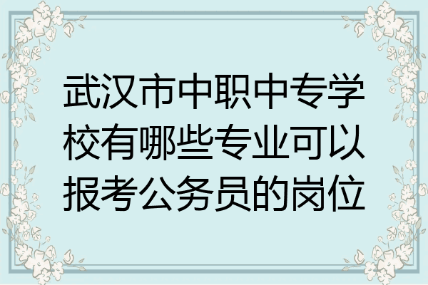 武汉市中职中专学校有哪些专业可以报考公务员的岗位