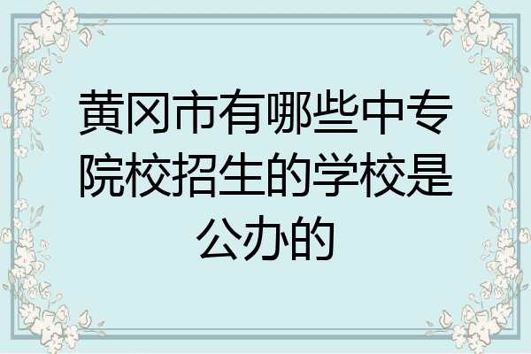 黄冈市有哪些中专院校招生的学校是公办的