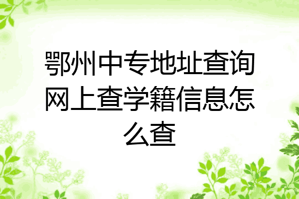 鄂州中专地址查询网上查学籍信息怎么查