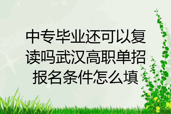 中专毕业还可以复读吗武汉高职单招报名条件怎么填
