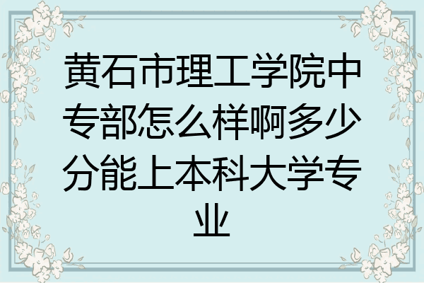 黄石市理工学院中专部怎么样啊多少分能上本科大学专业