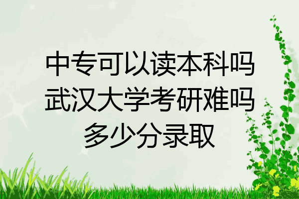 中专可以读本科吗武汉大学考研难吗多少分录取