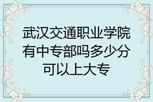 武汉交通职业学院有中专部吗多少分可以上大专