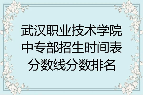 武汉职业技术学院中专部招生时间表分数线分数排名