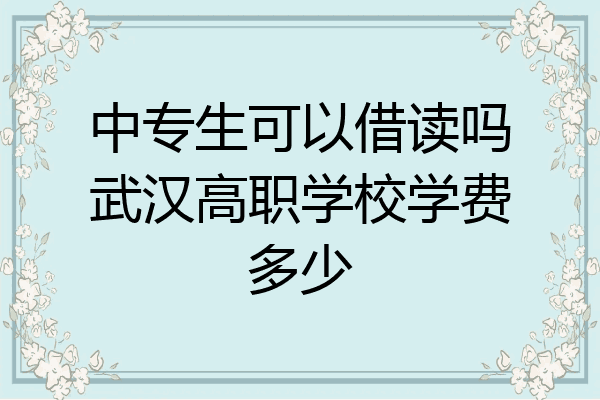 中专生可以借读吗武汉高职学校学费多少