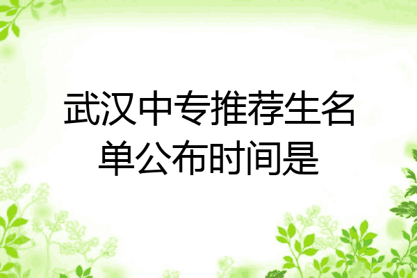 武汉中专推荐生名单公布时间是