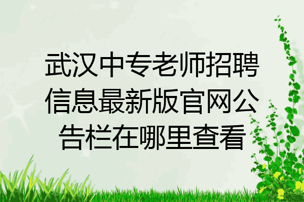武汉中专老师招聘信息最新版官网公告栏在哪里查看