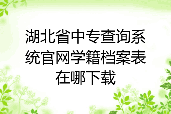 湖北省中专查询系统官网学籍档案表在哪下载