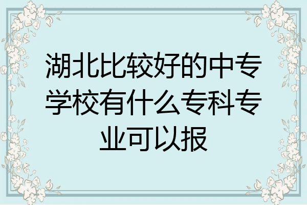 湖北比较好的中专学校有什么专科专业可以报
