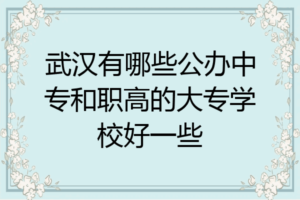 武汉有哪些公办中专和职高的大专学校好一些