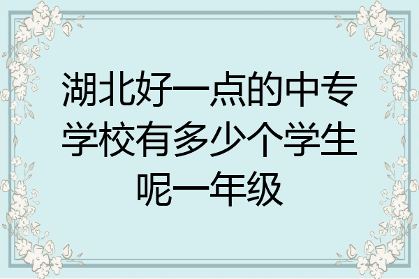 湖北好一点的中专学校有多少个学生呢一年级