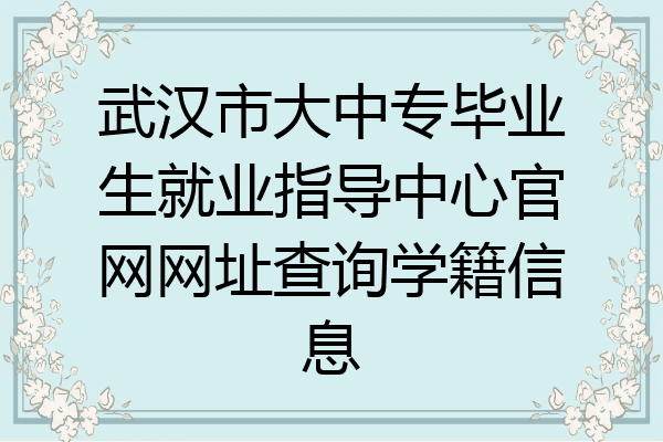 武汉市大中专毕业生就业指导中心官网网址查询学籍信息