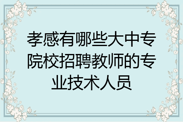 孝感有哪些大中专院校招聘教师的专业技术人员