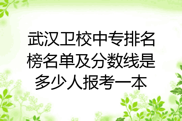 武汉卫校中专排名榜名单及分数线是多少人报考一本