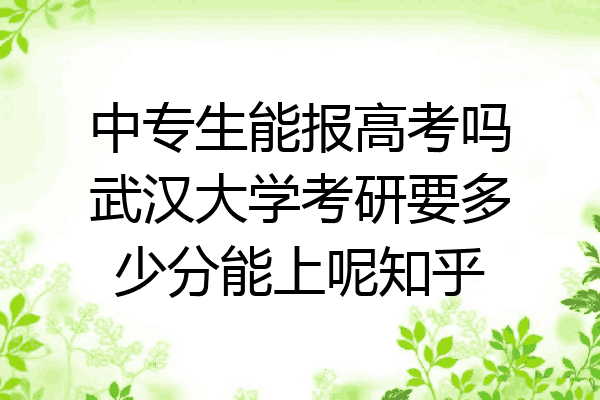 中专生能报高考吗武汉大学考研要多少分能上呢知乎