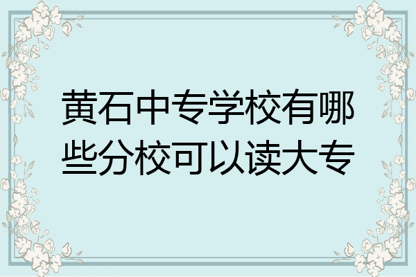 黄石中专学校有哪些分校可以读大专