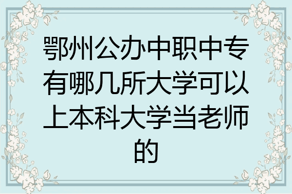 鄂州公办中职中专有哪几所大学可以上本科大学当老师的