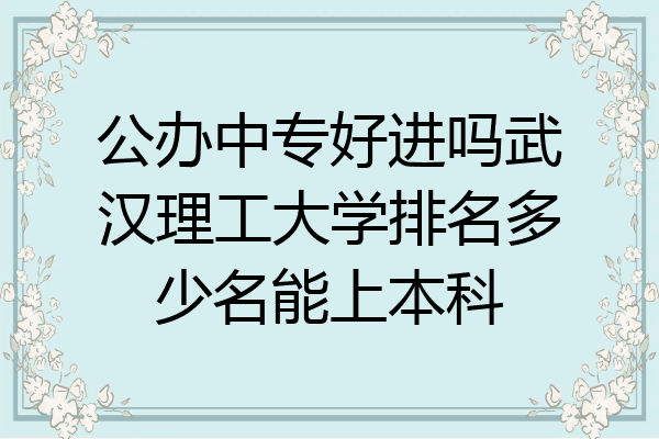 公办中专好进吗武汉理工大学排名多少名能上本科
