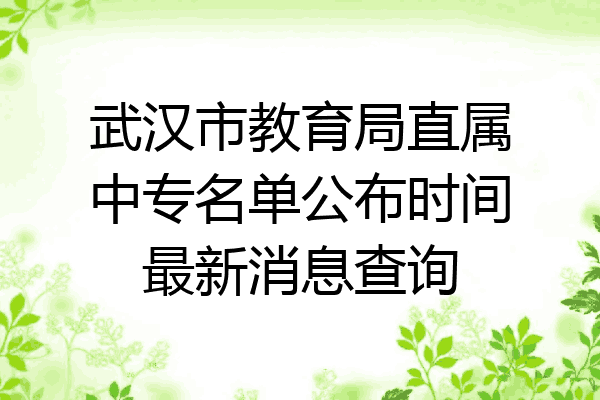 武汉市教育局直属中专名单公布时间最新消息查询