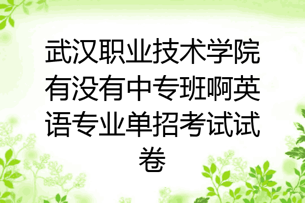 武汉职业技术学院有没有中专班啊英语专业单招考试试卷